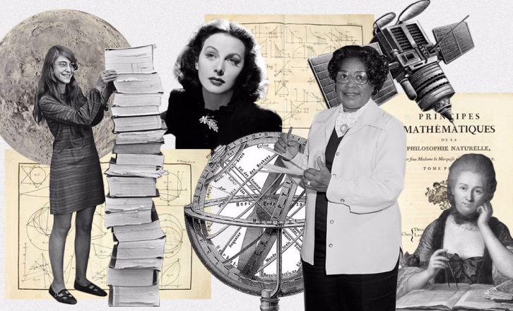 Image avec des pionnières des mathématiques et de l'espace représentant l'effet Matilda